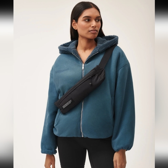 Pangaia Womens Recycled Wool Fleece Reversible Bomber Jacket - Storm Blue medium - Picture 3 of 5